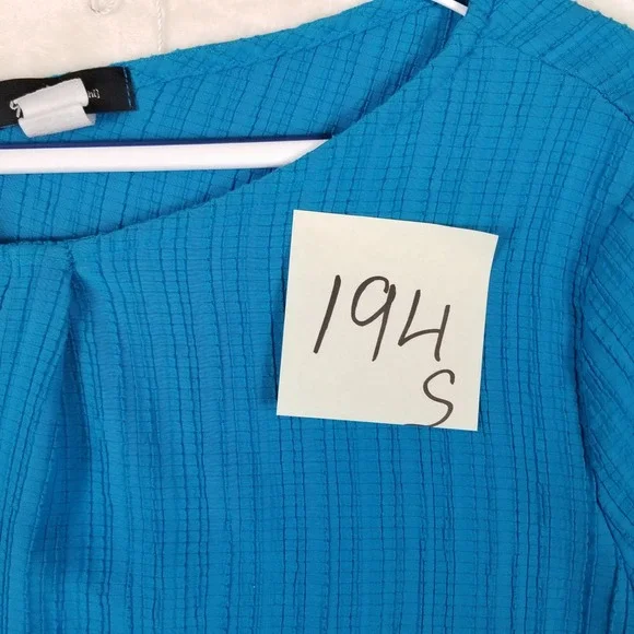 Yushi Womens Teal Blue Textured Cold Shoulder Button Accent Tunic Top Size M - Picture 6 of 6